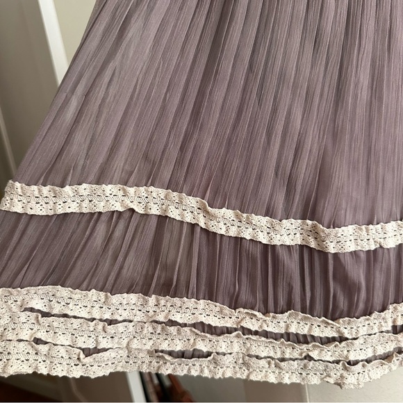 Très Bien USA Y2K Pleated Mini Skirt Lace Trim Romantic Cottagecore Kawaii Style - Picture 13 of 15